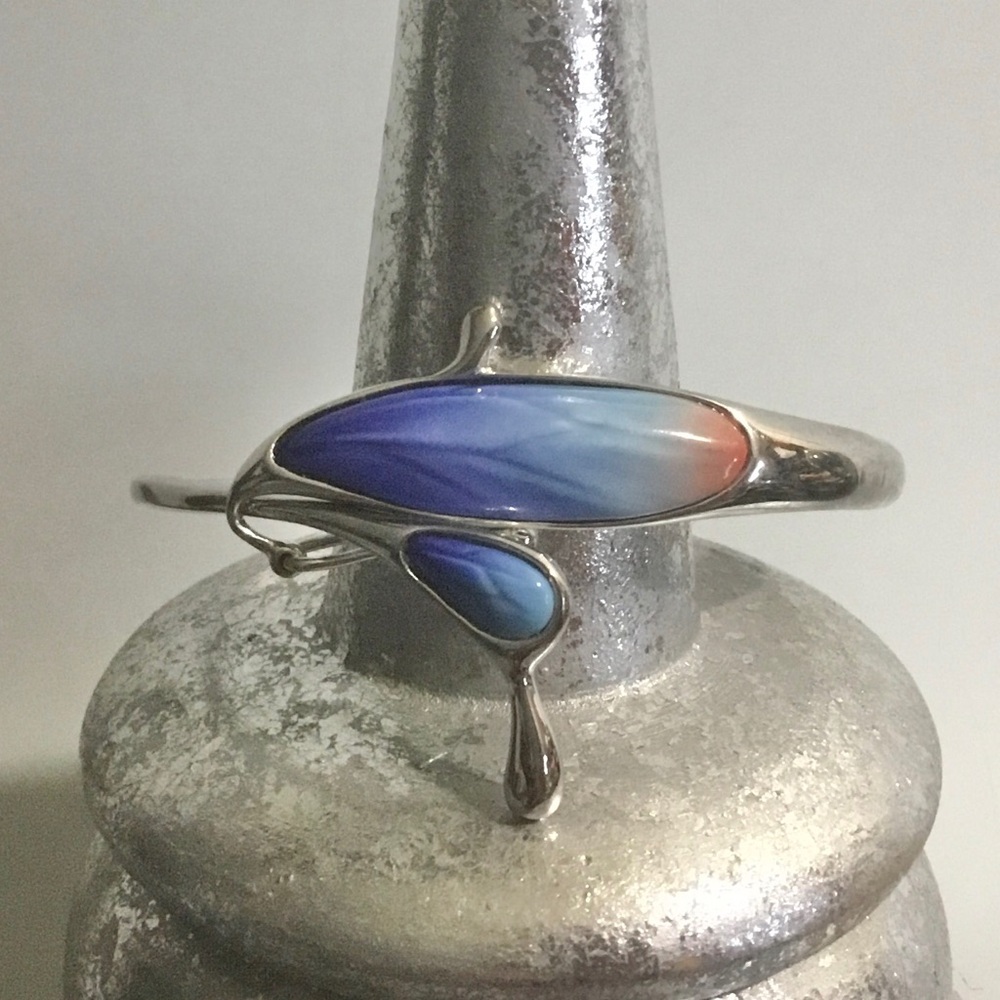 Vintage Franz Porcelain Butterfly Wing Bangle Bracelet